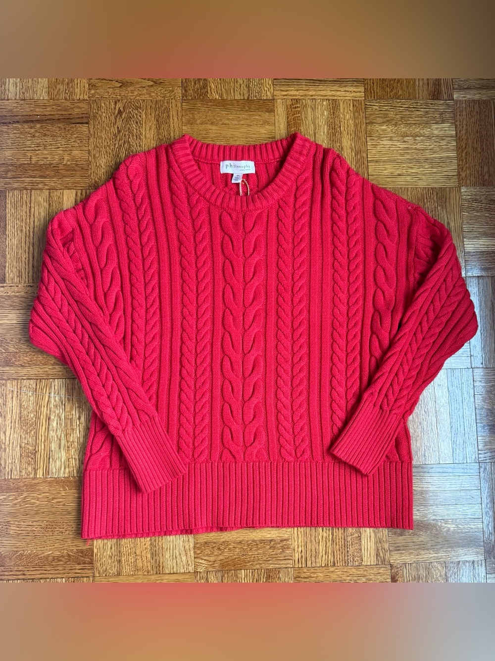 NWT Philosophy Cable Knit Crewneck Sweater - Red Apple